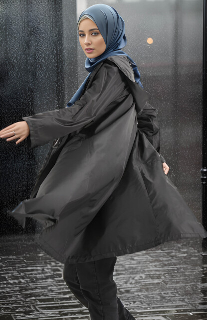 Vivezza Cepli Fermuarlı Su iticili PARLAK Yağmurluk 8505-01 - 2