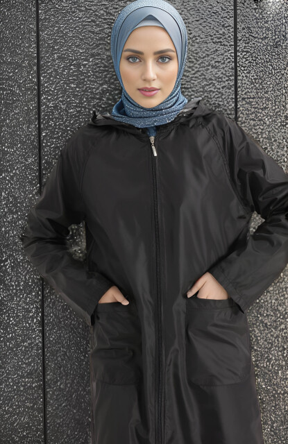 Vivezza Cepli Fermuarlı Su iticili PARLAK Yağmurluk 8505-01 - 4