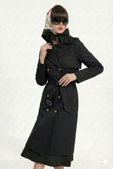 Vivezza Çift Düğmeli Trençkot Pardesü 7034-01-SİYAH - 5