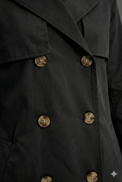 Vivezza Çift Düğmeli Trençkot Pardesü 7034-01-SİYAH - 2