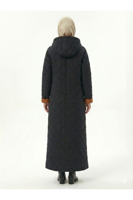 Vivezza Çift Taraf Trençkot Kapitone Manto 7050-03 SİYAH KİREMİT - 6