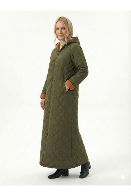 Vivezza Çift Taraf Trençkot Kapitone Manto 7050-04 HAKİ KİREMİT - 4