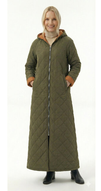 Vivezza Çift Taraf Trençkot Kapitone Manto 7050-04 HAKİ KİREMİT - 6