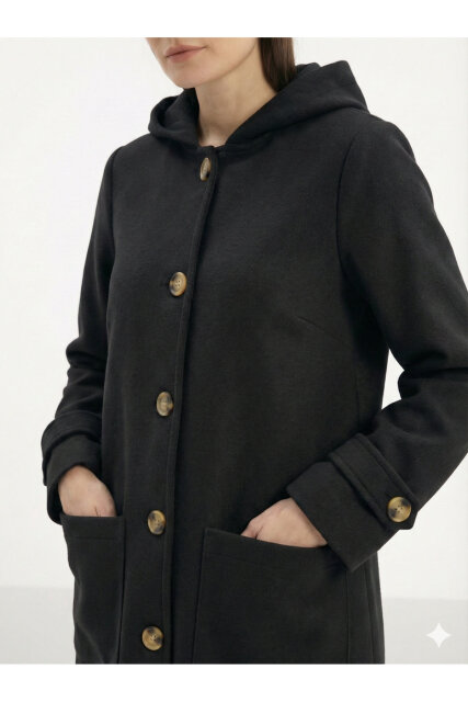 Vivezza Kapşonlu Kaşe Tunik 7049-01 Siyah - 2