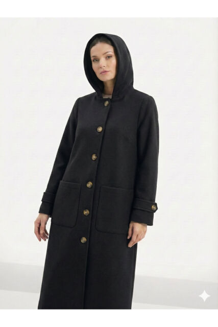 Vivezza Kapşonlu Kaşe Tunik 7049-01 Siyah - 5