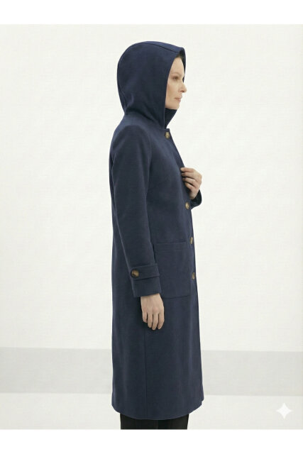 Vivezza Kapşonlu Kaşe Tunik 7049-02 Lacivert - 4