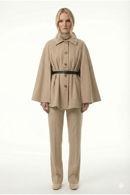 Vivezza Kaşe Pelerin Kaban 7055-02 BEJ - 4