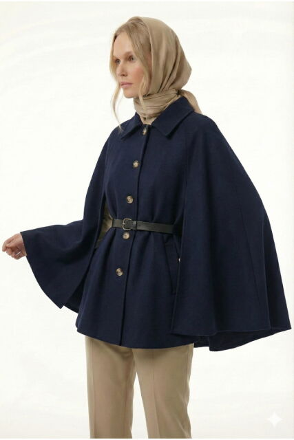 Vivezza Kaşe Pelerin Kaban 7055-04 LACİVERT - 1