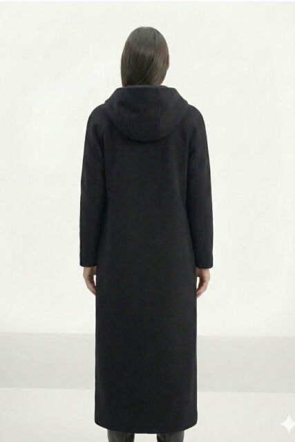 Vivezza Tiftiklenmeyen Kaşe Manto 7054-01 SİYAH - 6