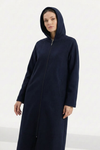 Vivezza Tiftiklenmeyen Kaşe Manto 7054-02 LACİVERT - 1