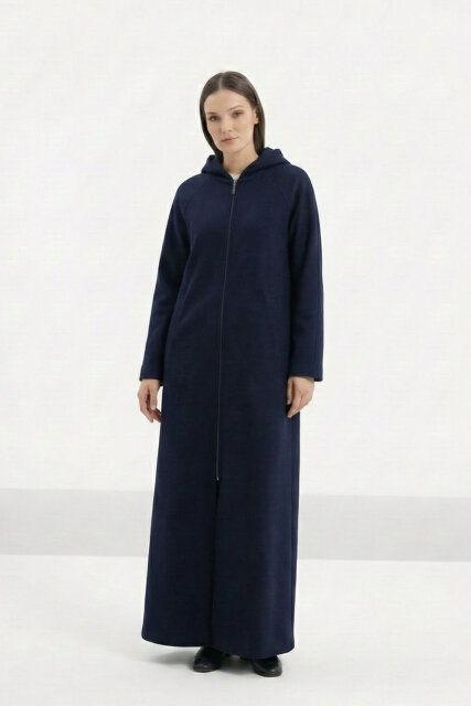 Vivezza Tiftiklenmeyen Kaşe Manto 7054-02 LACİVERT - 5