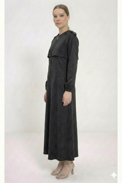 Vivezza Yakalı Fermuarlı Modal Ferace 7020-01 Siyah - 5