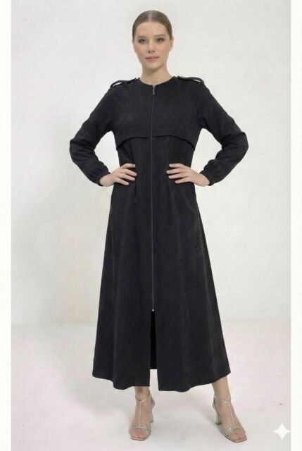 Vivezza Yakalı Fermuarlı Modal Ferace 7020-01 Siyah - 4