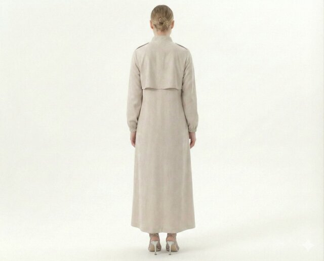 Vivezza Yakalı Fermuarlı Modal Ferace 7020-02 Taş - 7