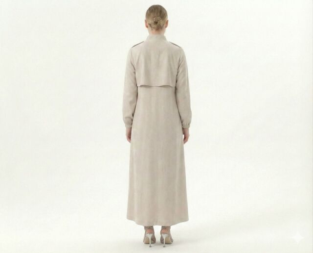 Vivezza Yakalı Fermuarlı Modal Ferace 7020-02 Taş - 7