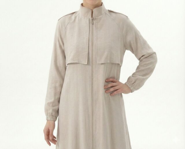 Vivezza Yakalı Fermuarlı Modal Ferace 7020-02 Taş - 2