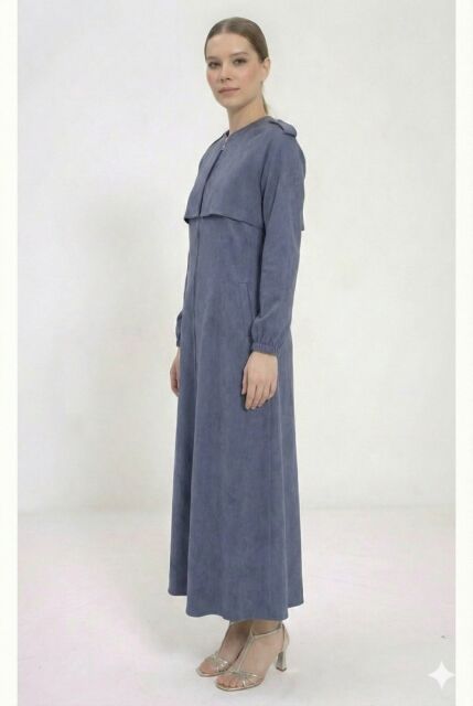 Vivezza Yakalı Fermuarlı Modal Ferace 7020-04 Lacivert - 2