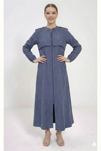 Vivezza Yakalı Fermuarlı Modal Ferace 7020-04 Lacivert - 3