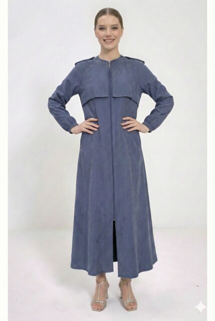 Vivezza Yakalı Fermuarlı Modal Ferace 7020-04 Lacivert - 3