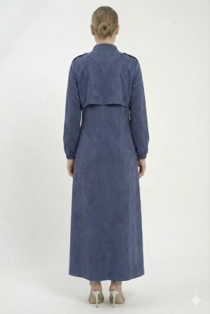 Vivezza Yakalı Fermuarlı Modal Ferace 7020-04 Lacivert - 5