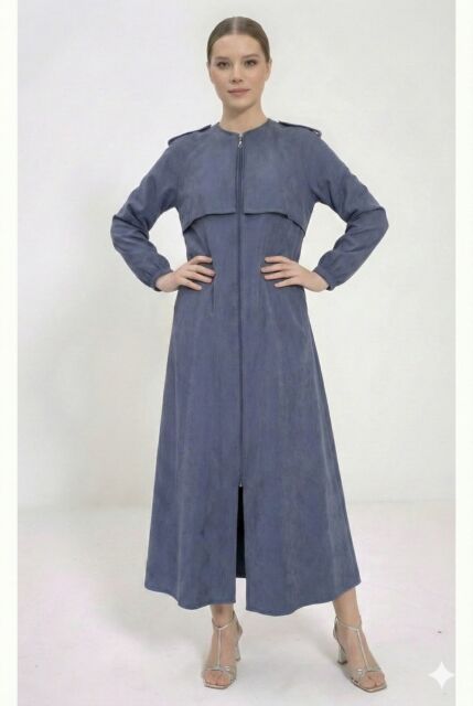 Vivezza Yakalı Fermuarlı Modal Ferace 7020-04 Lacivert - 7